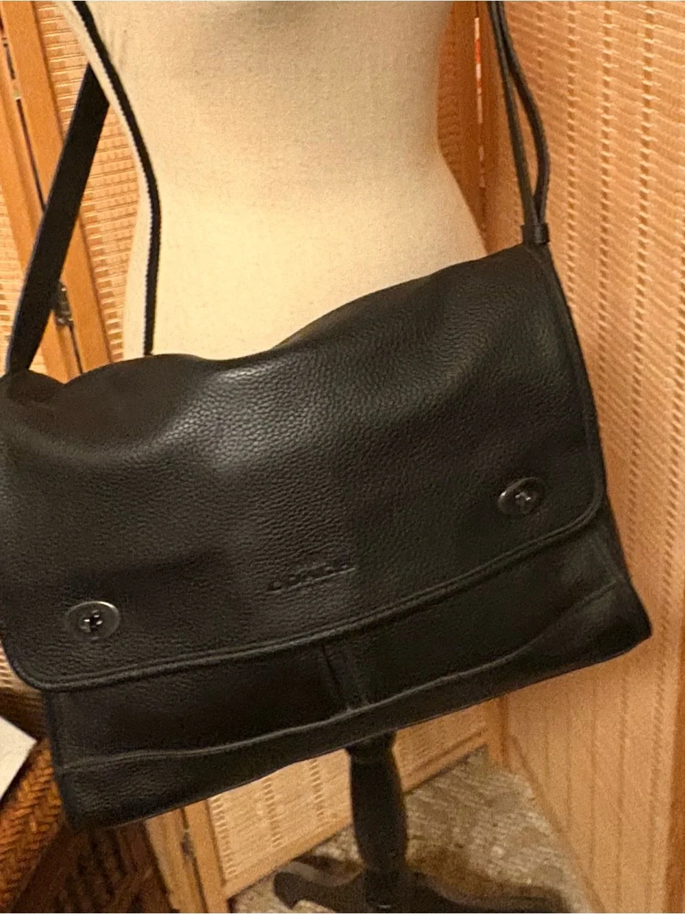 Authentic COACH Crosby Black Pebbled Leather Messenger Bag Briefcase 71222